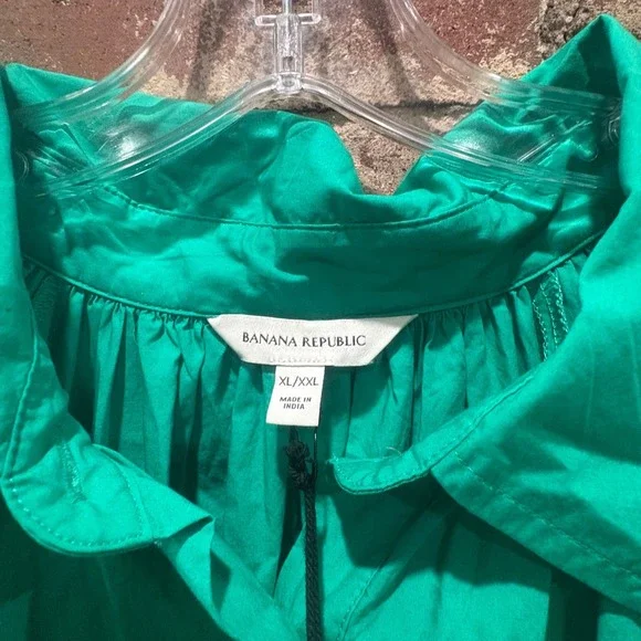 NWT Banana Republic Emerald Green Cotton Poplin Midi Shirt Dress Size XL XXL - Picture 8 of 10